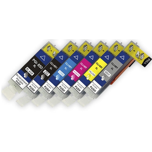 12 Pack Canon PGI-650XL PGI650XL CLI-651XL Compatible High Yield Inkjet Cartridges [2BK,2PBK,2C,2M,2Y,2GY]