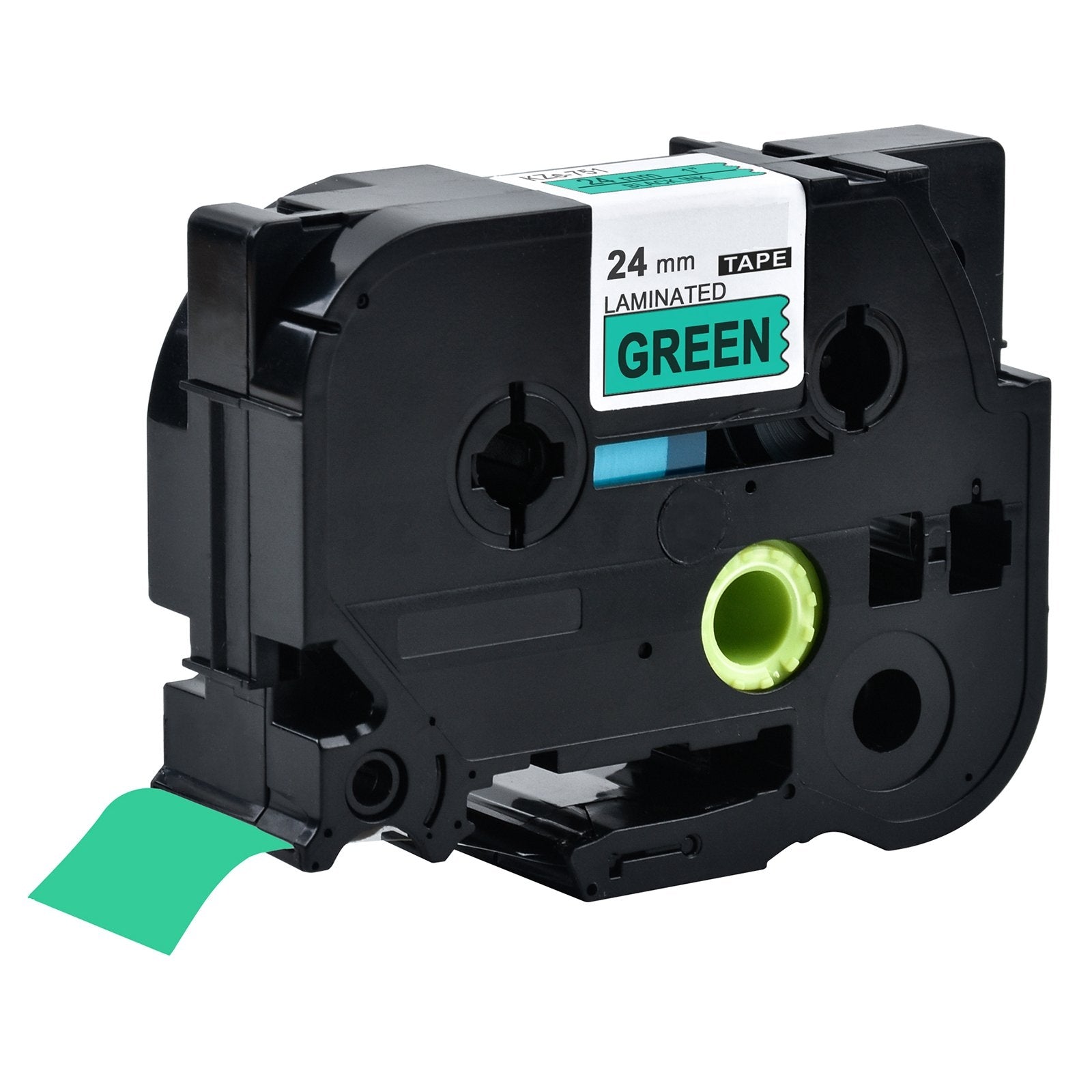 10 x Brother TZe-751 TZe751 Compatible 24mm Black Text on Green Laminated Tape - 8 meters