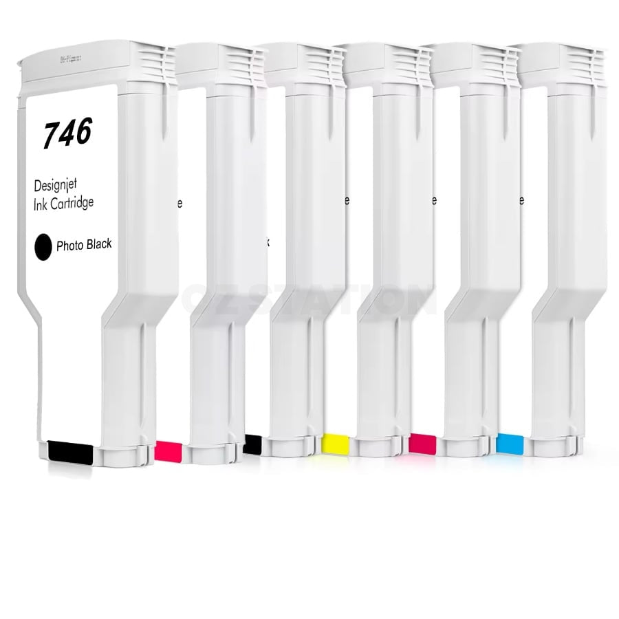 6 Pack HP 746 Compatible 300ML DesignJet Ink Cartridges Combo [1MBK,1PBK,1C,1M,1Y,1CR]