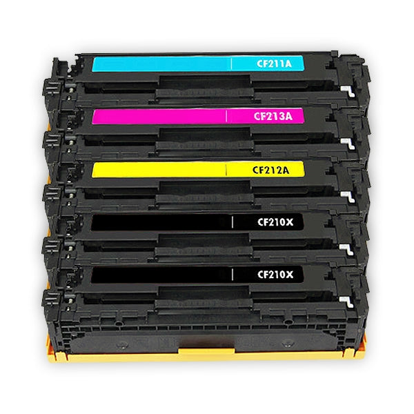5 Pack HP CF210X-CF213A CF210XCF213A (131X / 131A) Compatible Toner Cartridges [2BK,1C,1M,1Y]
