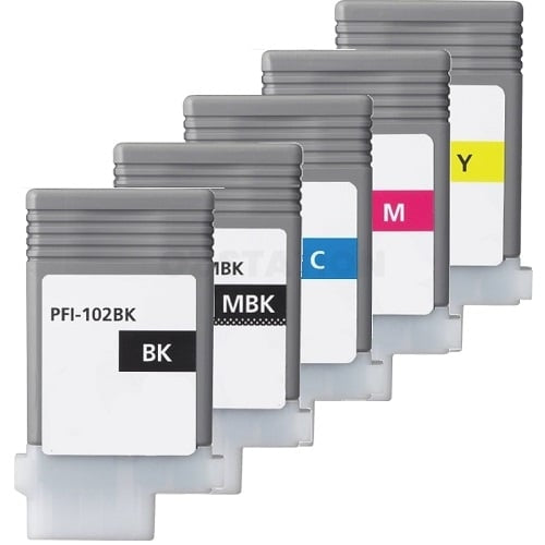5 Pack Compatible Canon PFI-102 PFI102 Ink Cartridge Combo [1BK,1MBK,1C,1M,1Y]