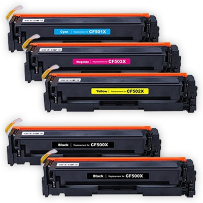 5 Pack HP CF500X-CF503X CF500XCF503X (202X) Compatible High Yield Toner Cartridges [2BK,1C,1M,1Y]