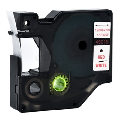 Dymo SD45015 / S0720550 Compatible 12mm Red Text on White Label Cassette - 7 meters