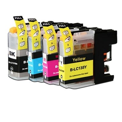 12 Pack Compatible Brother LC-137XLBK LC137XLBK + LC-135XLC/M/Y Ink Cartridges [3BK,3C,3M,3Y]