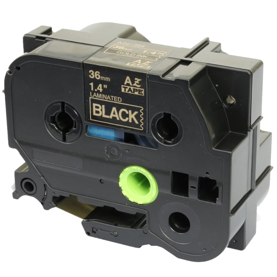 Brother TZe-364 TZe364 Compatible 36mm Gold Text on Black Laminated Tape - 8 meters