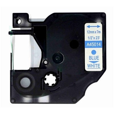 Dymo SD45014 / S0720540 Compatible 12mm Blue Text on White Label Cassette - 7 meters