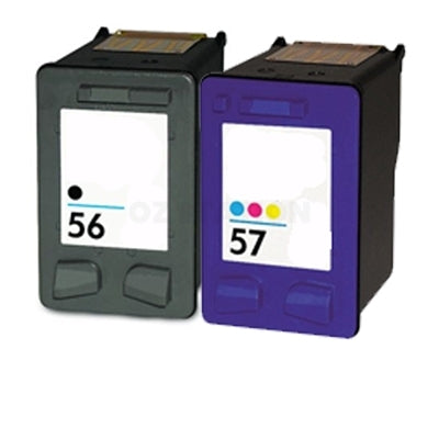 2 Pack HP 56 + 57 Compatible Inkjet Cartridges C6656AA + C6657AA [1BK,1CL]