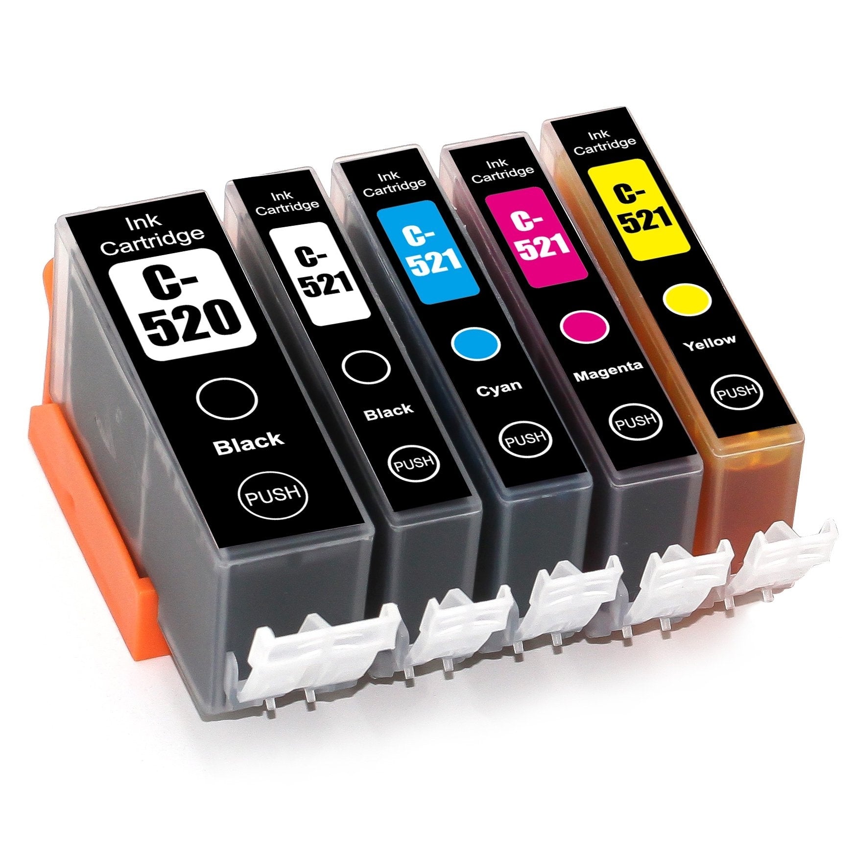 5-Pack Canon PGI-520, PGI520, CLI-521 Compatible Inkjet (with Chip) [1BK,1PBK,1C,1M,1Y]