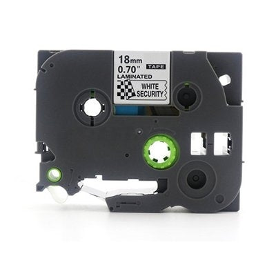 Brother TZe-SE4 TZeSE4 Compatible 18mm Black Text on White Security Laminated Tape - 8 metres
