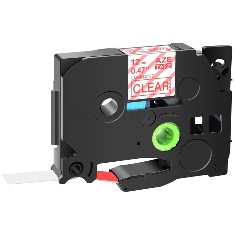 Brother TZe-132 TZe132 Compatible 12mm Red Text on Clear Laminated Tape - 8 meters