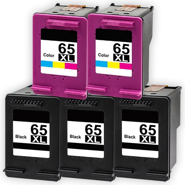 5 Pack HP 65XL Compatible High Yield Ink Combo N9K04AA + N9K03AA [3BK,2CL]