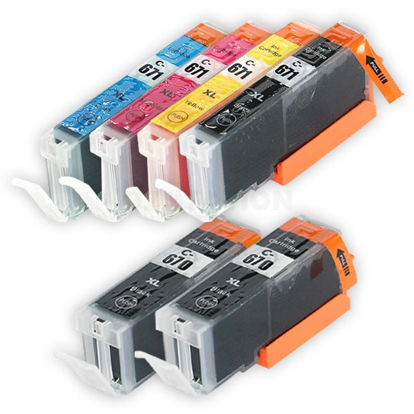 6 Pack Compatible Canon PGI-670XL, PGI670XL, CLI-671XL Inkjet Combo [2BK,1PBK,1C,1M,1Y]