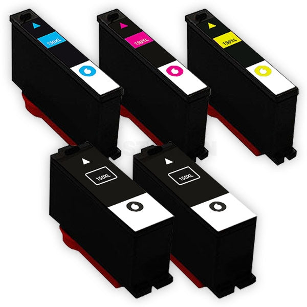 5 Pack Lexmark No.150XL Compatible Ink High Yield Cartridge  [2BK,1C,1M,1Y]