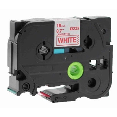 Brother TZe-242 TZe242 Compatible 18mm Red Text on White Laminated Tape - 8 meters