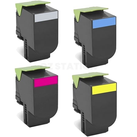 4 Pack Lexmark Compatible CS725 High Yield Return Program Toner Cartridge - BK 20,000 pages & CMY 12,000 pages [1BK,1C,1M,1Y]