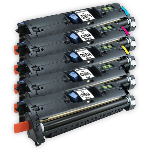 5 Pack HP Q3960A-Q3963A Q3960AQ3963A (122A) Compatible Toner Cartridges [2BK,1C,1M,1Y]