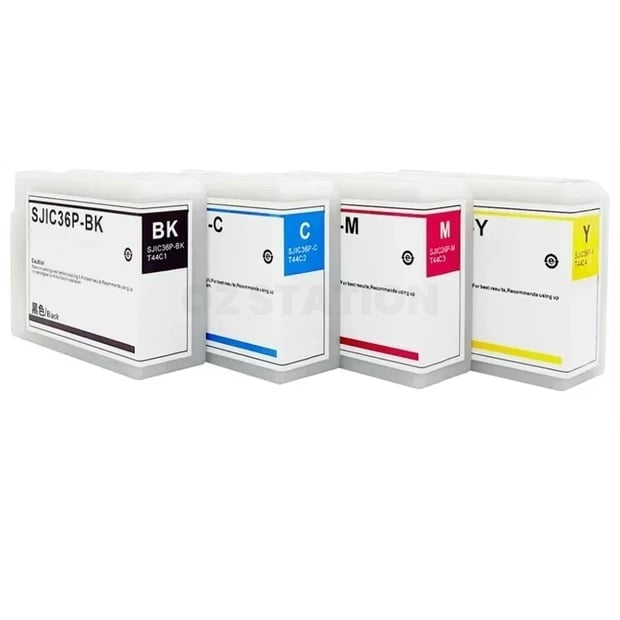 4-Pack Compatible Epson SJIC36P-K/C/M/Y SJIC36PK/C/M/Y Ink Cartridges Combo C13T44C140 - C13T44C440 for ColorWorks C6010 C6510 [1BK,1C,1M,1Y]