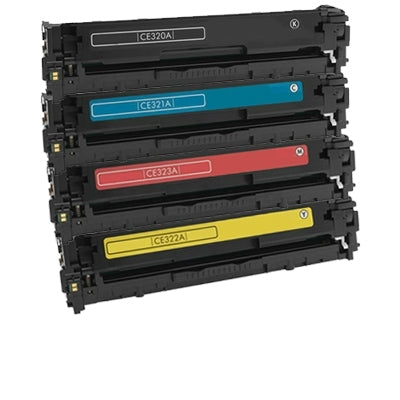 4 Pack HP CE320A-CE323A CE320ACE323A (128A) Compatible Toner Cartridges [1BK,1C,1M,1Y]