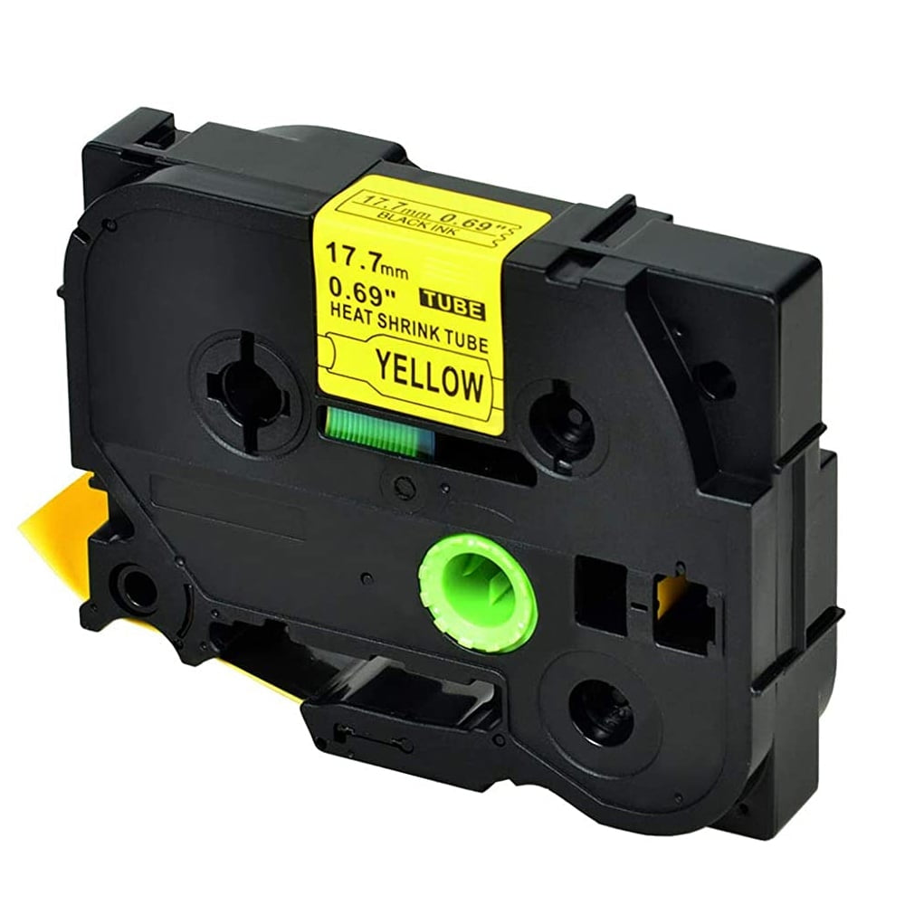 10 x Brother HSe-641 HSe641 Compatible 17.7mm Black Text on Yellow Heat Shrink Tube Tape - 1.5 meters
