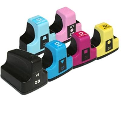 6 Pack HP 02 Compatible Inkjet Cartridges C8721WA-C8775WA C8721WAC8775WA [1BK,1C,1M,1Y,1LC,1LM]