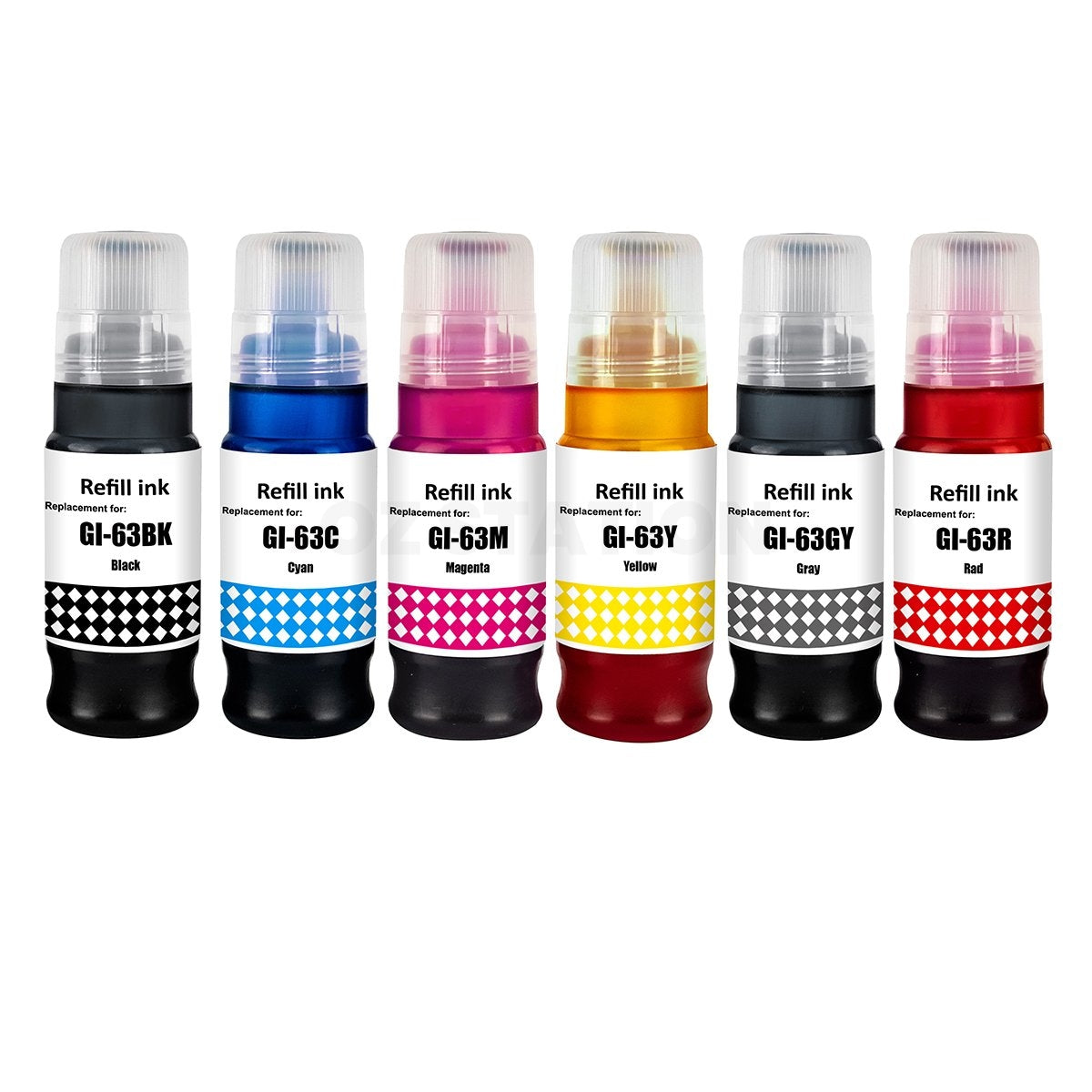 6-Pack Compatible Canon GI63 Ink Bottle [1BK,1C,1M,1Y,1GY,1R]