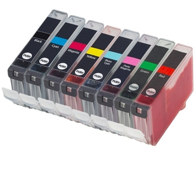 8-Pack Canon CLI-8BK/C/M/Y/PC/PM/G/R CLI8BK/C/M/Y/PC/PM/G/R  Compatible Inkjet (with Chip) [1PBK,1C,1M,1Y,1PC,1PM,1G,1R]