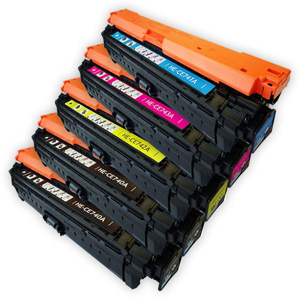 5 Pack HP CE740A-CE743A CE740ACE743A (307A) Compatible Toner Cartridges [2BK,1C,1M,1Y]