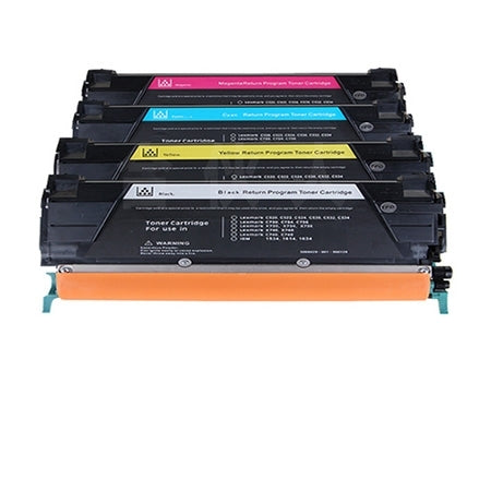 4 Pack Lexmark Compatible C746 / C748 Toner Combo - BK 12,000 pages & CMY 7,000 pages [1BK,1C,1M,1Y]