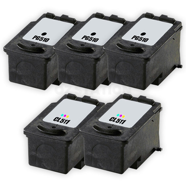 5 Pack Canon PG-510 PG510 & CL-511 Compatible Value Pack [3BK,2C]