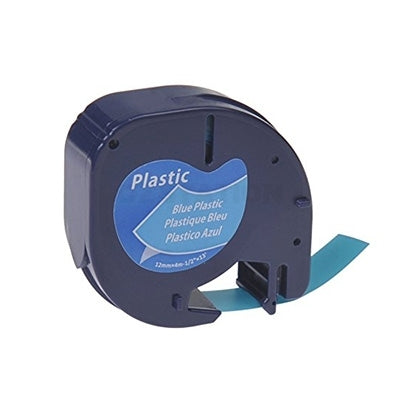 Dymo SD91205 / 91335 Compatible 12mm x 4m Black On Blue LetraTag Plastic Tape