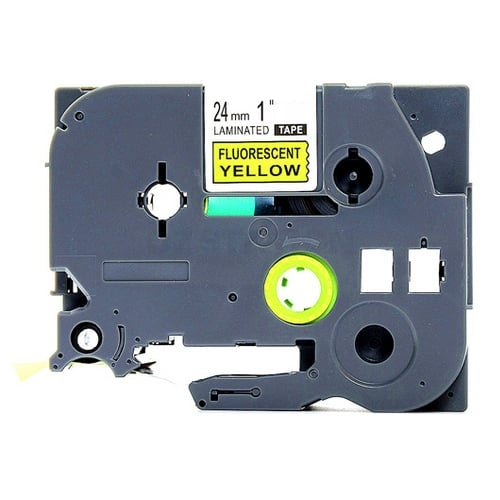 3 x Brother TZe-C51 TZeC51 Compatible 24mm Black Text on Yellow Fluorescent Tape - 5 meters