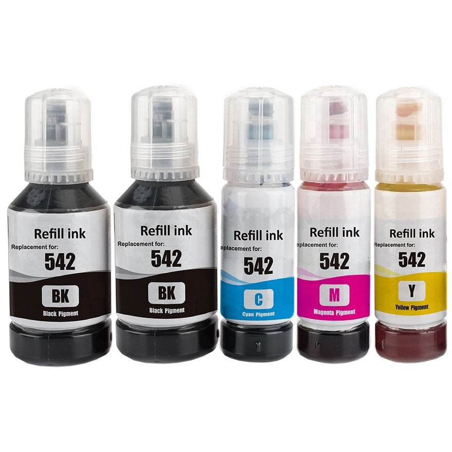 5-Pack Epson T542 Compatible Ink Bottle Combo [2BK+C+M+Y]
