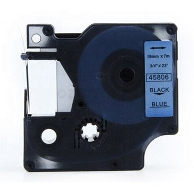 3 x Dymo SD45806 / S0720860 Compatible 19mm Black Text on Blue Label Cassette - 7 meters