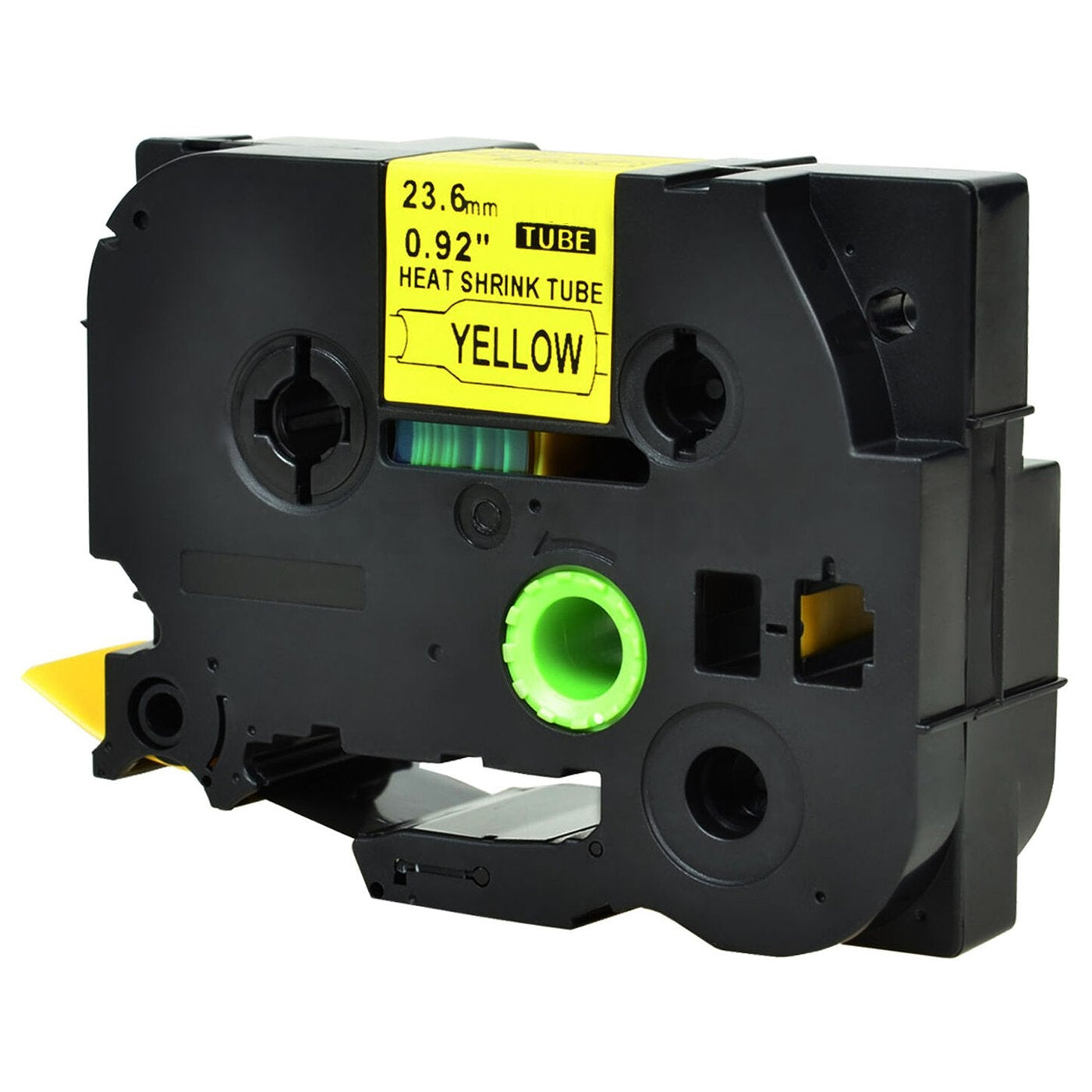 10 x Brother HSe-651 HSe651 Compatible 23.6mm Black Text on Yellow Heat Shrink Tube Tape - 1.5 meters