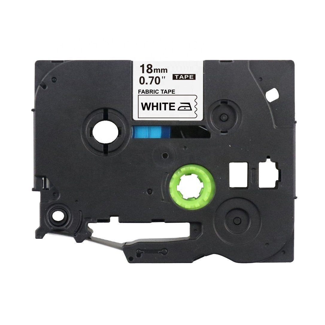 10 x Brother TZe-FA241 TZeFA241 Compatible 18mm Black Text on White Fabric Tape - 3 meters