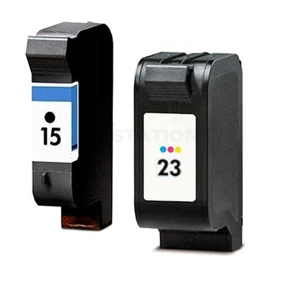 2 Pack HP 15 + 23 Compatible Inkjet Cartridges C6615DA + C1823D [1BK,1CL]