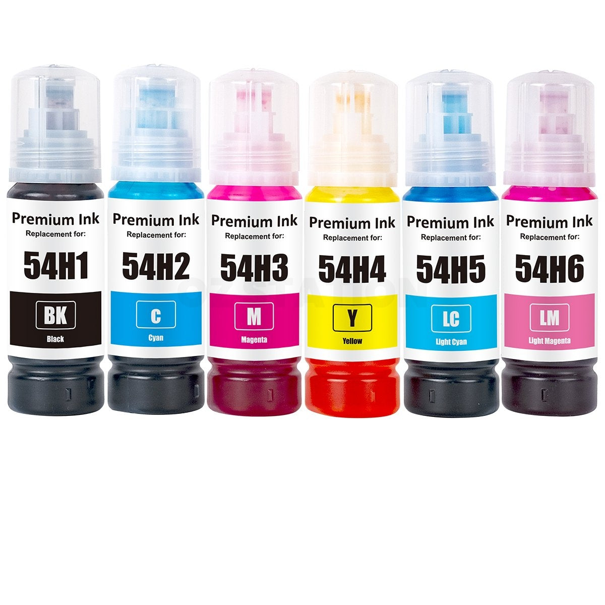 6 Pack Compatible Epson 70ml Ink Bottles Combo C13T54H100 - C13T54H600 [1BK,1C,1M,1Y,1LC,1LM]