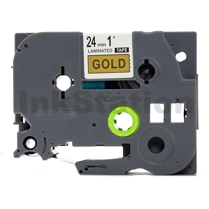 3 x Brother TZe-851 TZe851 Compatible 24mm Black Text on Laminated Gold Tape - 8 meters