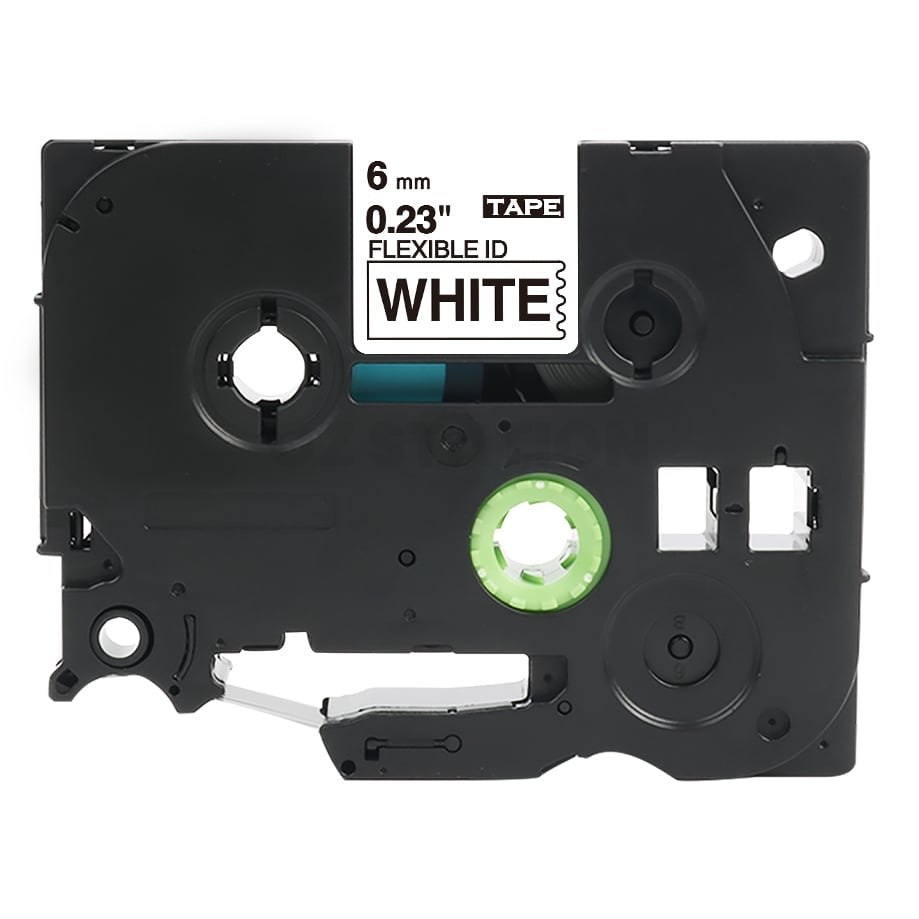 10 x Brother TZe-FX211 TZeFX211 Compatible 6mm Black Text on White Flexible ID Laminated Tape - 8 metres