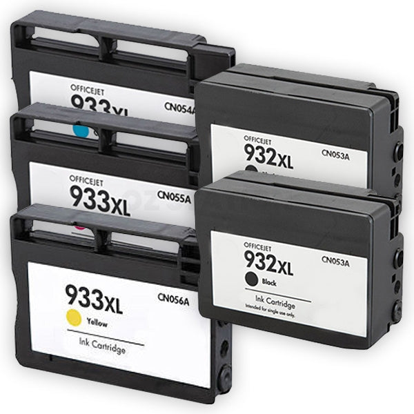5 Pack HP 932XL + 933XL Compatible High Yield Inkjet Cartridges CN053AA - CN056AA [2BK,1C,1M,1Y]