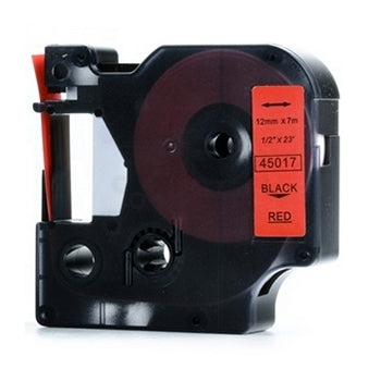 Dymo SD45017 / S0720570 Compatible 12mm Black Text on Red Label Cassette - 7 meters