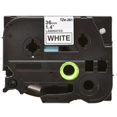 Brother TZe-261 TZe261 Compatible 36mm Black Text on White Laminated Tape - 8 meters