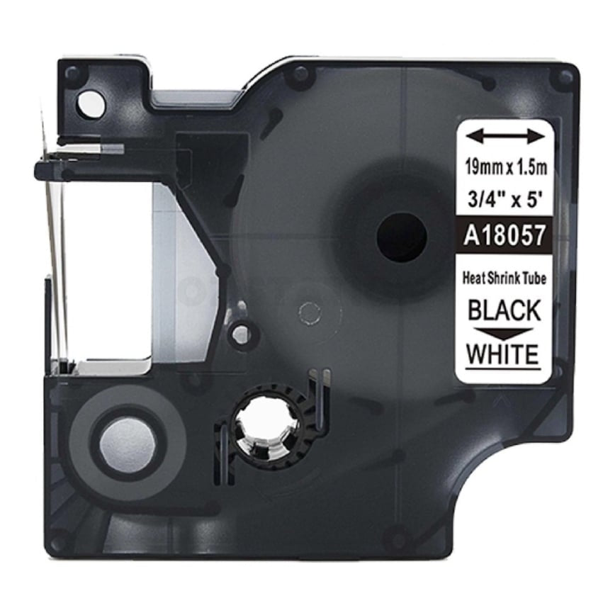 Dymo SD18057 Compatible 19mm Black Text on White Heat-Shrink HeatShrink Tube Industrial Rhino Label Cassette - 1.5 meters