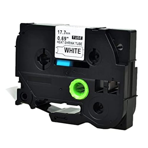 10 x Brother HSe-241 HSe241 Compatible 17.7mm Black Text on White Heat Shrink Tube Tape - 1.5 meters
