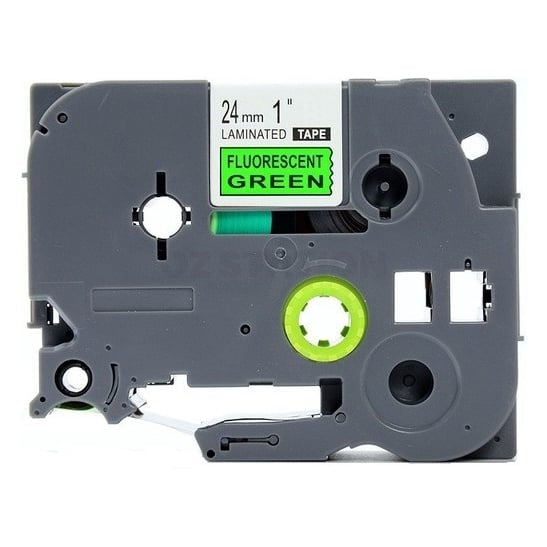 10 x Brother TZe-D51 TZeD51 Compatible 24mm Black Text on Green Fluorescent Laminated Tape - 5 meters