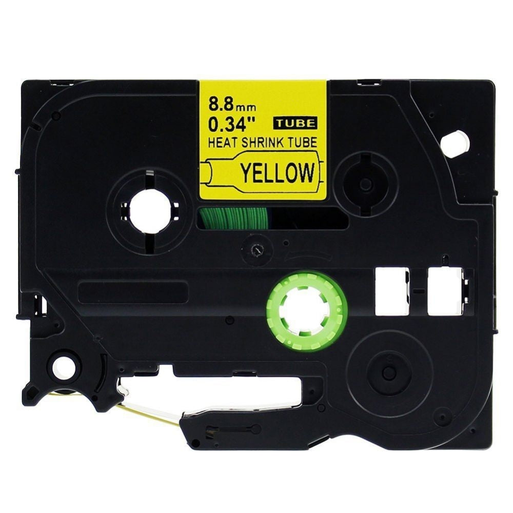 Brother HSe-621 HSe621 Compatible 8.8mm Black Text on Yellow Heat Shrink Tube Tape - 1.5 meters