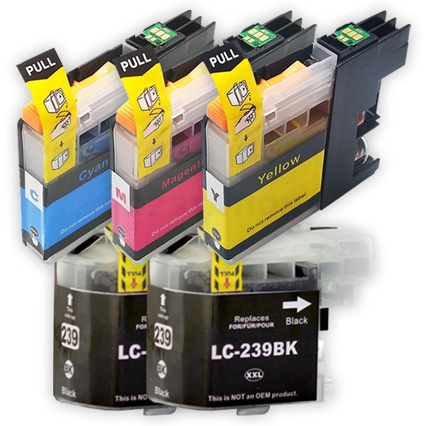 5 Pack Brother LC-239XL/LC-235XL LC239XL/LC235XL High Yield Compatible Ink Combo [2BK,1C,1M,1Y]