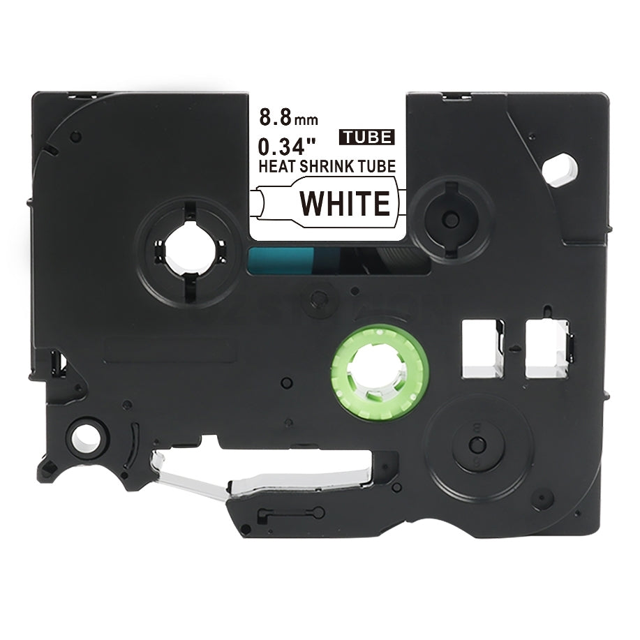 Brother HSe-221 HSe221 Compatible 8.8mm Black Text on White Heat Shrink Tube Tape - 1.5 meters